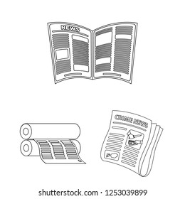 Vector illustration of daily and folded icon. Set of daily and paper vector icon for stock.