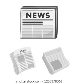 Vector illustration of daily and folded icon. Set of daily and paper stock symbol for web.