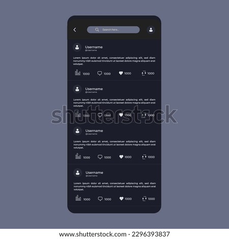 Vector Illustration daily people content post menu interface. Twitter, instagram, youtube, discord template.