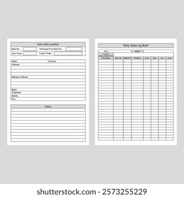 Vector illustration of daily sales log book