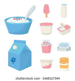 Vector illustration of dairy and fresh sign. Collection of dairy and food vector icon for stock.