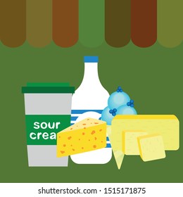 Vector illustration of dairy products