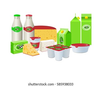 Vector Illustration. Dairy products.