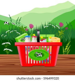 Vector Illustration. Dairy products.