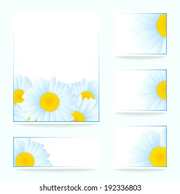 Vector illustration with daisies for greeting or invitation card.