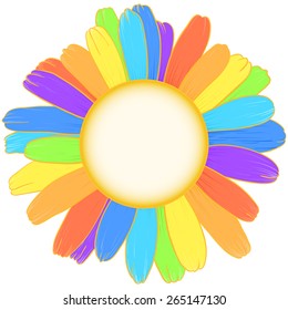 Vector illustration with daisiy flowers on yellow-green background.
