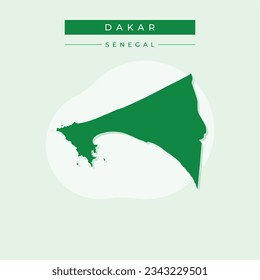 Vector de ilustración del mapa de Dakar Senegal