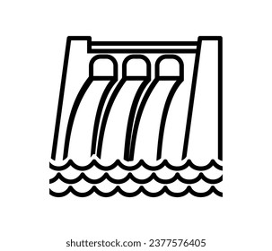 Vector illustration of dam icon on white background.