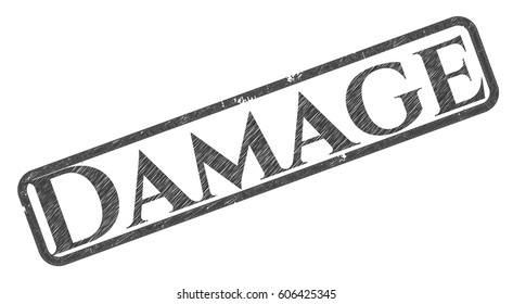 Vector Illustration of Damage emblem draw with pencil effect
