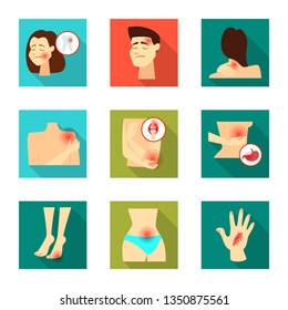 Vector illustration of damage and wound sign. Collection of damage and rendering stock vector illustration.