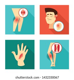 Vector illustration of damage and wound sign. Collection of damage and rendering stock symbol for web.