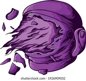 Ilustración del vector casco de astronauta dañado