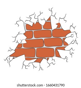 Vector illustration of a damaged brick wall.