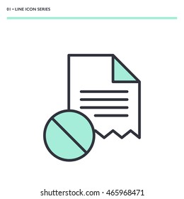 Vector illustration of damaged file icon. Mono color image of torn document. Symbol in modern thin line design. Eps10 format sign for web graphics. Isolated on white background.