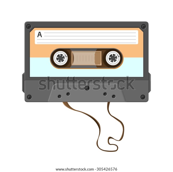 レトロなカセットテープが破損したベクターイラスト 破損したレトロカセットテープのアイコンイラスト 1980年代の古い音楽テープ のベクター画像素材 ロイヤリティフリー