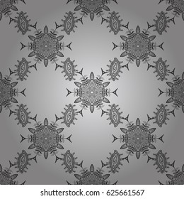 Vector illustration. Damask dim abstract flower seamless pattern on gray background. Ornate decoration.