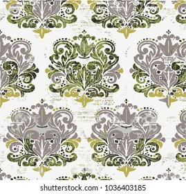 Vector illustration. Damask grunge floral pattern. luxury texture for wallpapers, fabric patterns Baroque