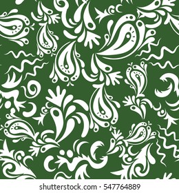 Vector illustration. Damask paisley wallpaper. Seamless background, grunge style.