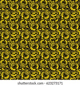 Vector illustration. Damask paisley wallpaper. Seamless background, grunge style.