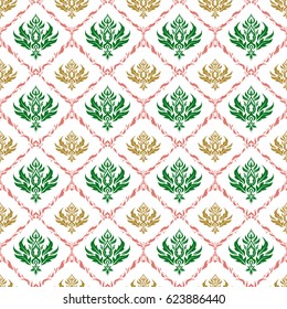 Vector illustration. Damask paisley wallpaper. Seamless background, grunge style.