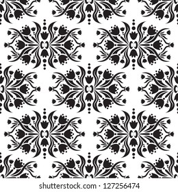 Vector illustration of a damask pattern in black and white