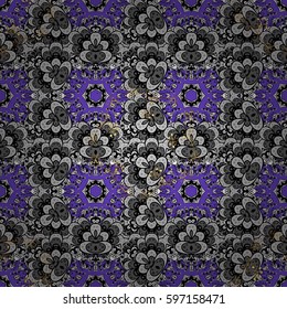 Vector illustration. Damask rough repeating pattern. Gray intersting elements. Gray floral ornament in baroque style. Antique grayen repeatable wallpaper.