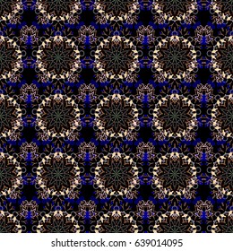 Vector illustration. Damask seamless background pattern in gray and violet colors.