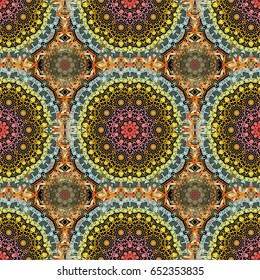 Vector illustration. Damask seamless doodle background pattern.