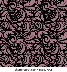 Vector illustration. Damask seamless doodle pattern in neutral colors.
