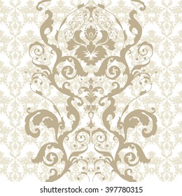 Vector illustration. Damask seamless floral pattern.
