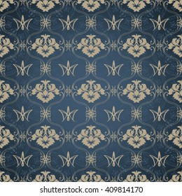 Vector illustration. Damask seamless floral pattern.
