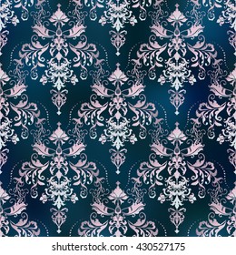 Vector illustration. Damask seamless floral pattern.