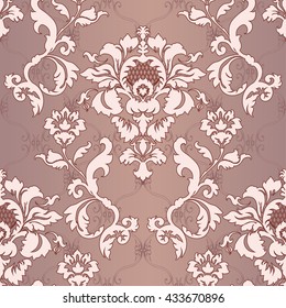 Vector illustration. Damask seamless floral pattern.