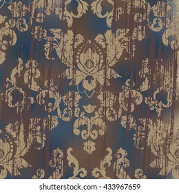 Vector illustration. Damask seamless floral pattern. old paint.