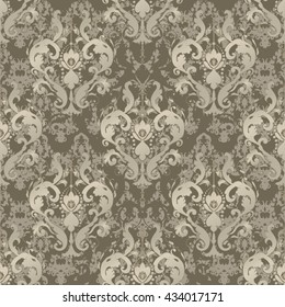Vector illustration. Damask seamless floral pattern.