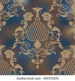 Vector illustration. Damask seamless floral pattern.