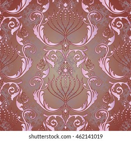 Vector illustration. Damask seamless floral pattern.