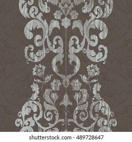 Vector illustration. Damask seamless floral pattern.