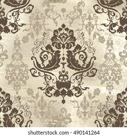 Vector illustration. Damask seamless floral pattern.
