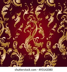 Vector illustration. Damask seamless floral pattern.