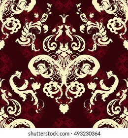 Vector illustration. Damask seamless floral pattern. 