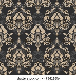 Vector illustration. Damask seamless floral pattern.