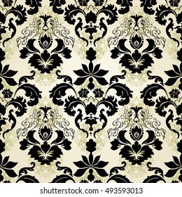 Vector illustration. Damask seamless floral pattern.
