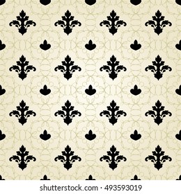 Vector illustration. Damask seamless floral pattern.