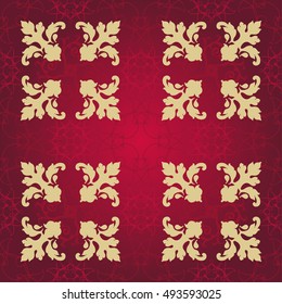 Vector illustration. Damask seamless floral pattern.