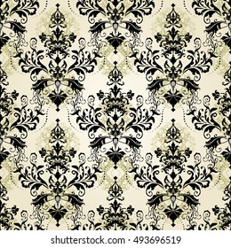 Vector illustration. Damask seamless floral pattern.