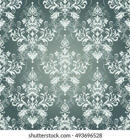 Vector illustration. Damask seamless floral pattern.