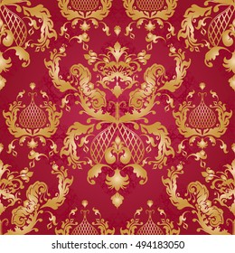 Vector illustration. Damask seamless floral pattern.