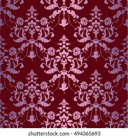 Vector illustration. Damask seamless floral pattern.
