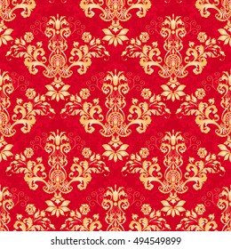 Vector illustration. Damask seamless floral pattern.